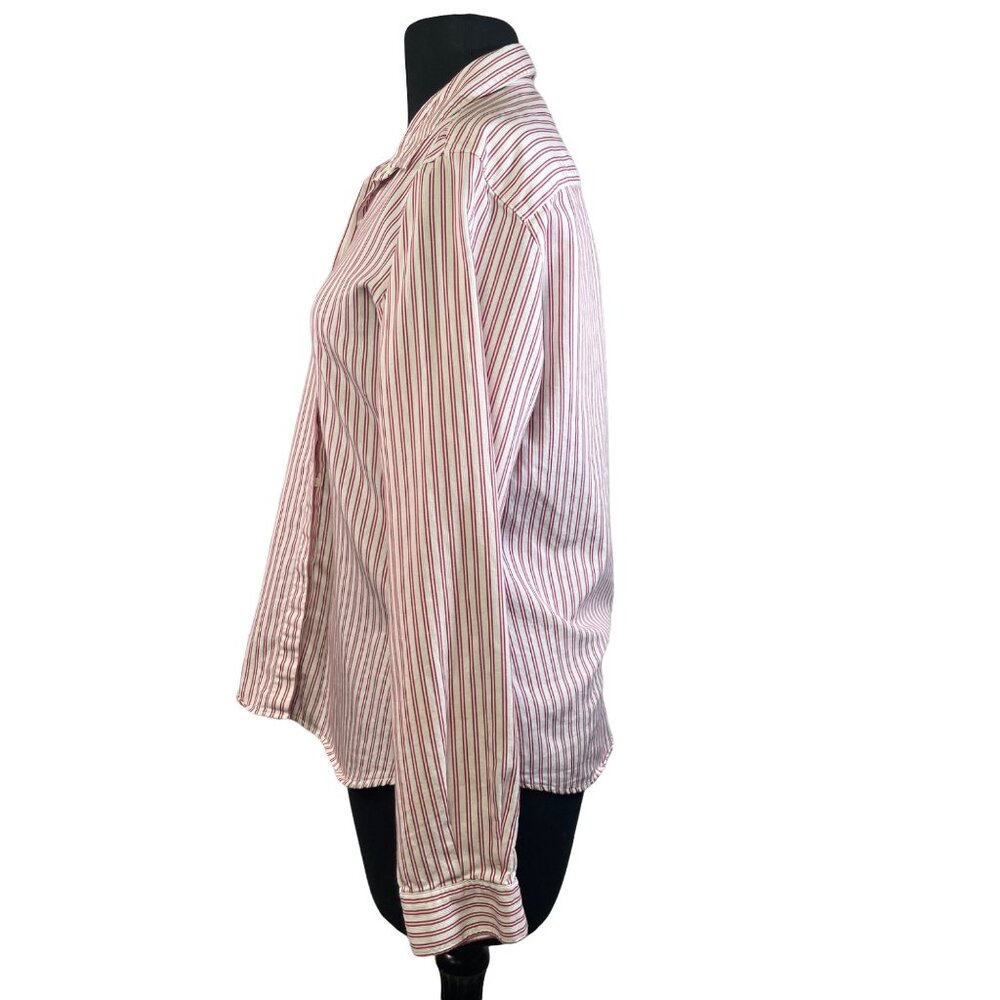 Cutter & Buck Ladies Button Down Red White Stripe Cotton Shirt M Pre-Owned - Picture 3 of 8